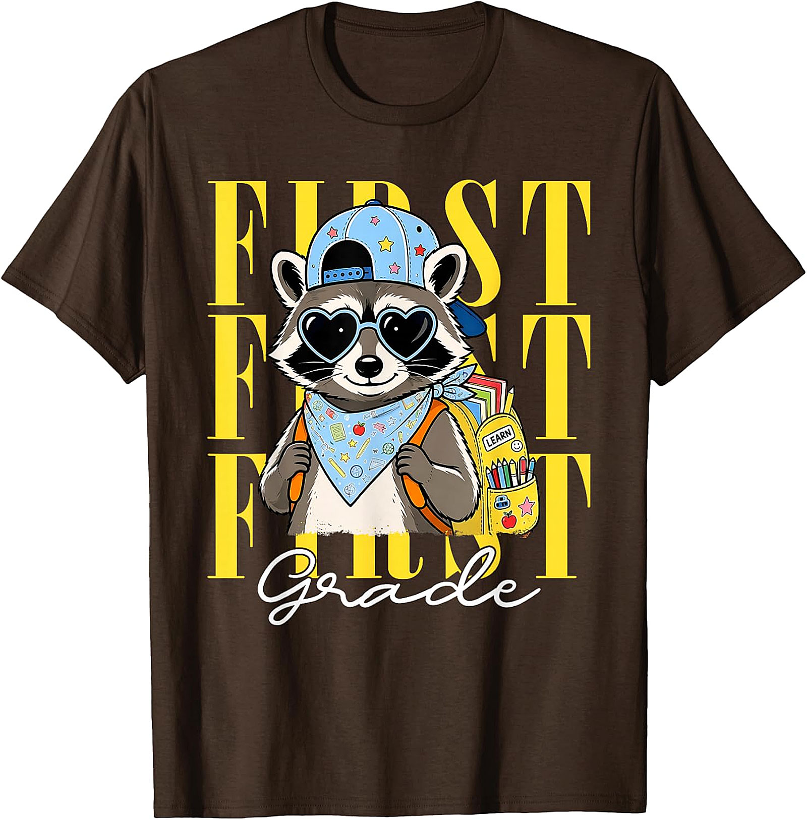 Funny Raccoon First Grade T-Shirt | Back to School Tee