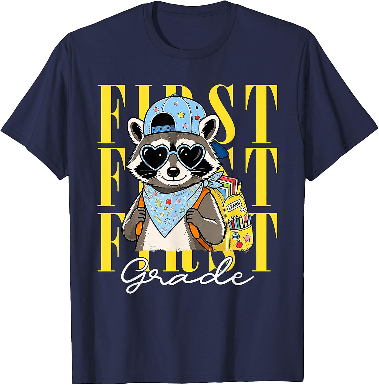Funny Raccoon First Grade T-Shirt | Back to School Tee