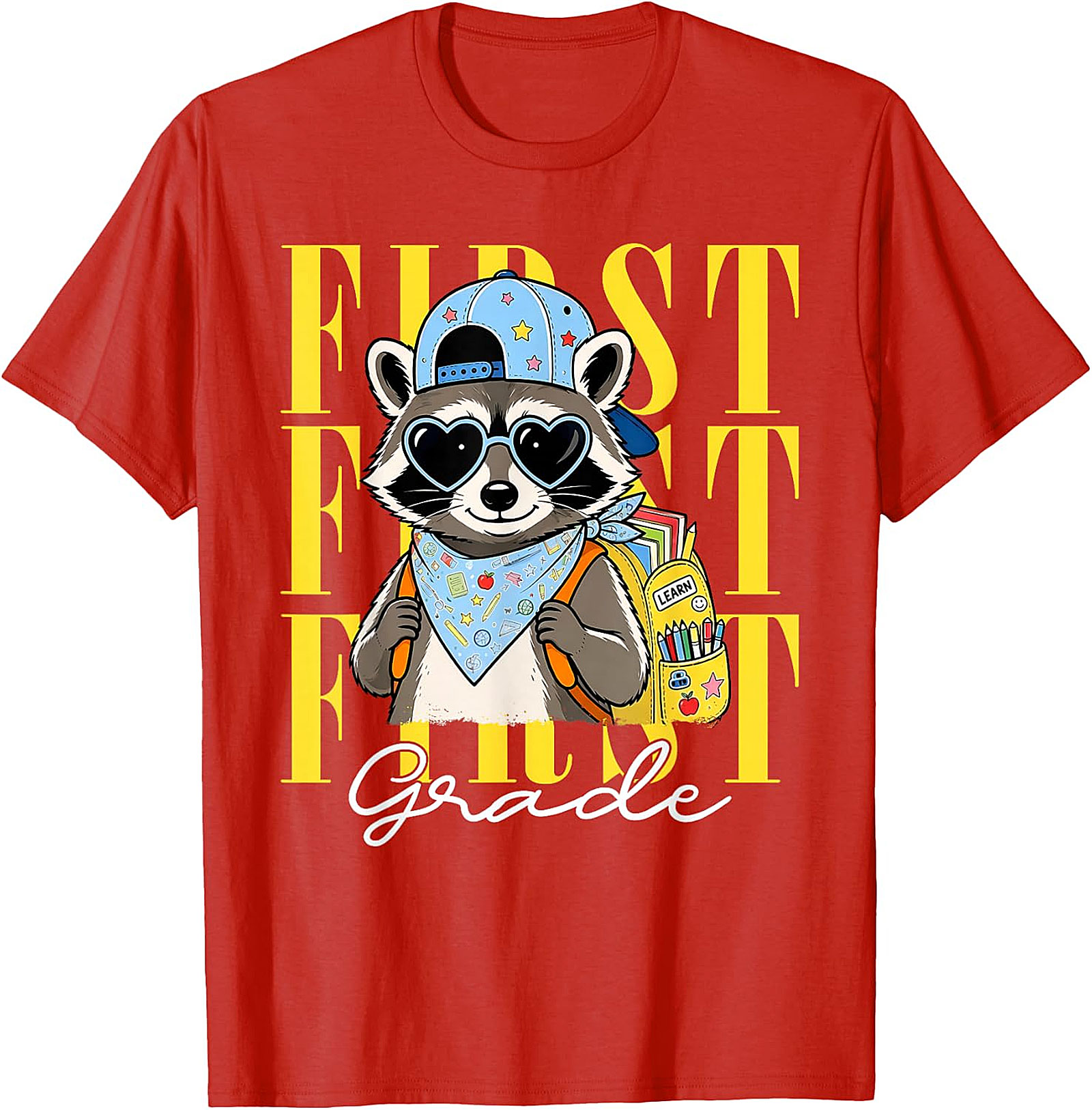 Funny Raccoon First Grade T-Shirt | Back to School Tee