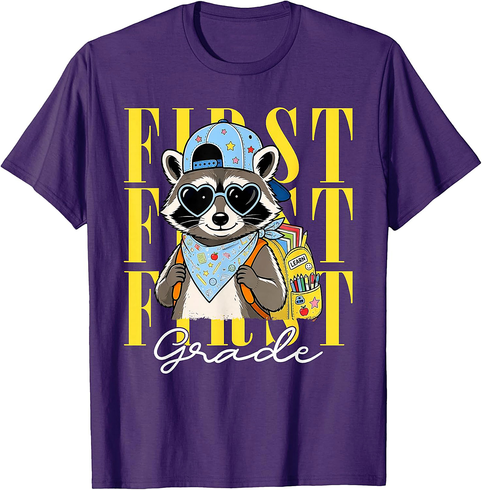 Funny Raccoon First Grade T-Shirt | Back to School Tee