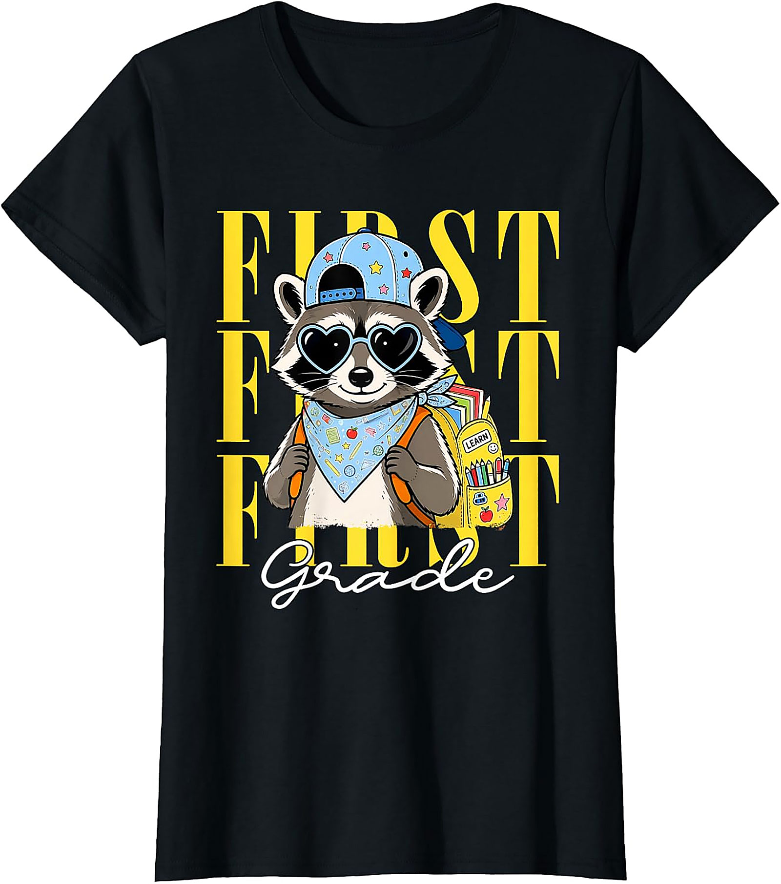 Funny Raccoon First Grade T-Shirt | Back to School Tee