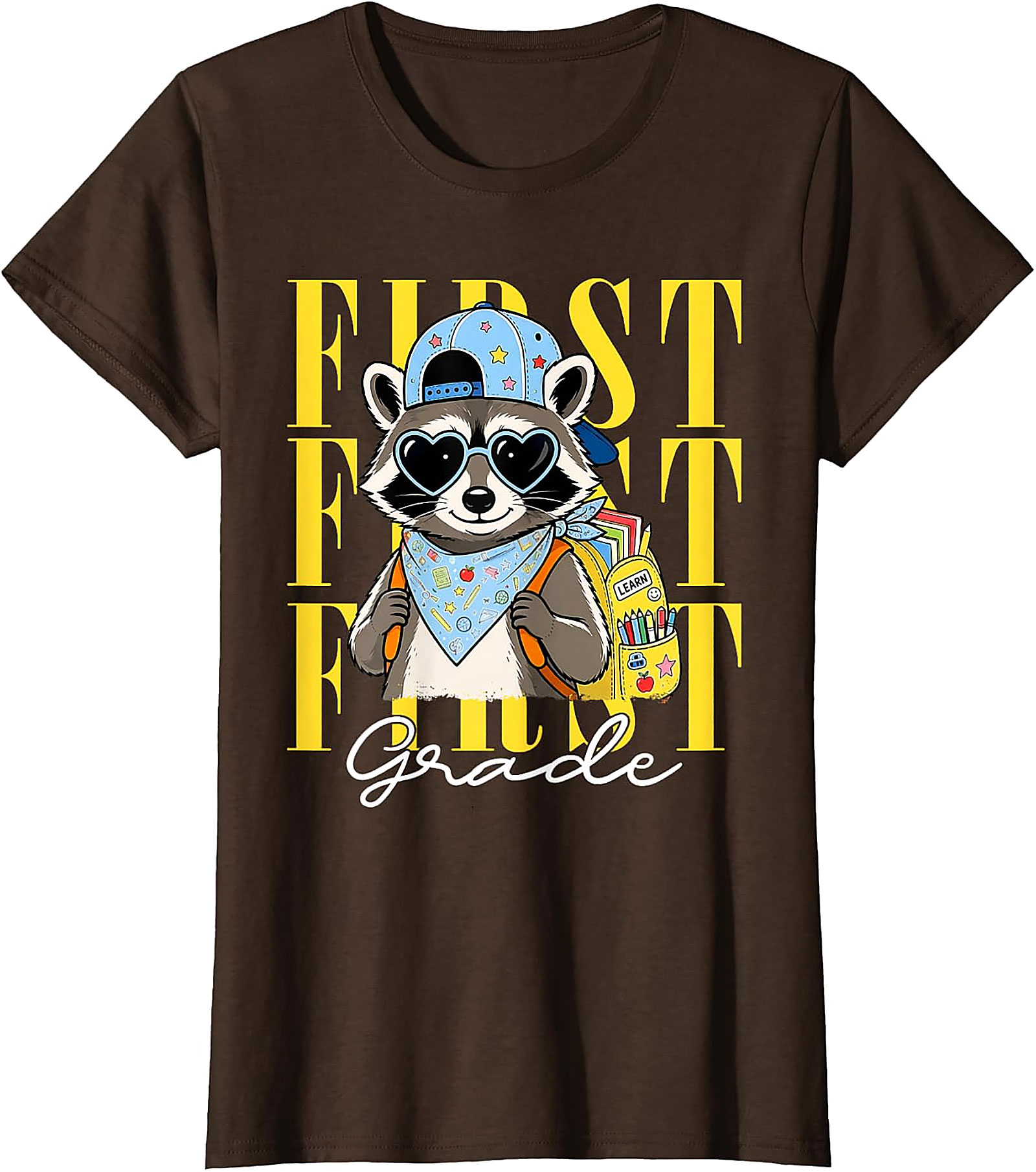 Funny Raccoon First Grade T-Shirt | Back to School Tee