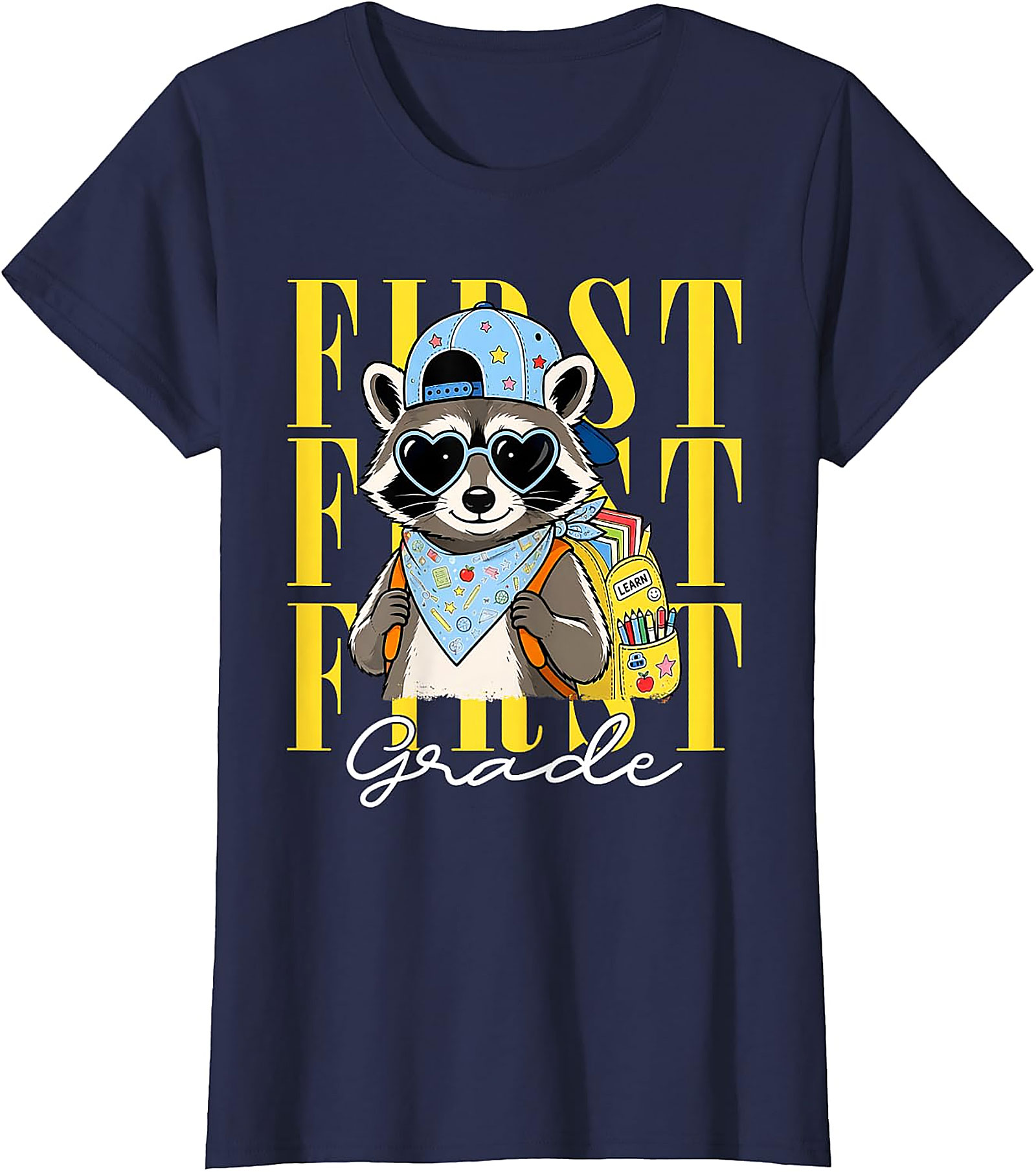 Funny Raccoon First Grade T-Shirt | Back to School Tee