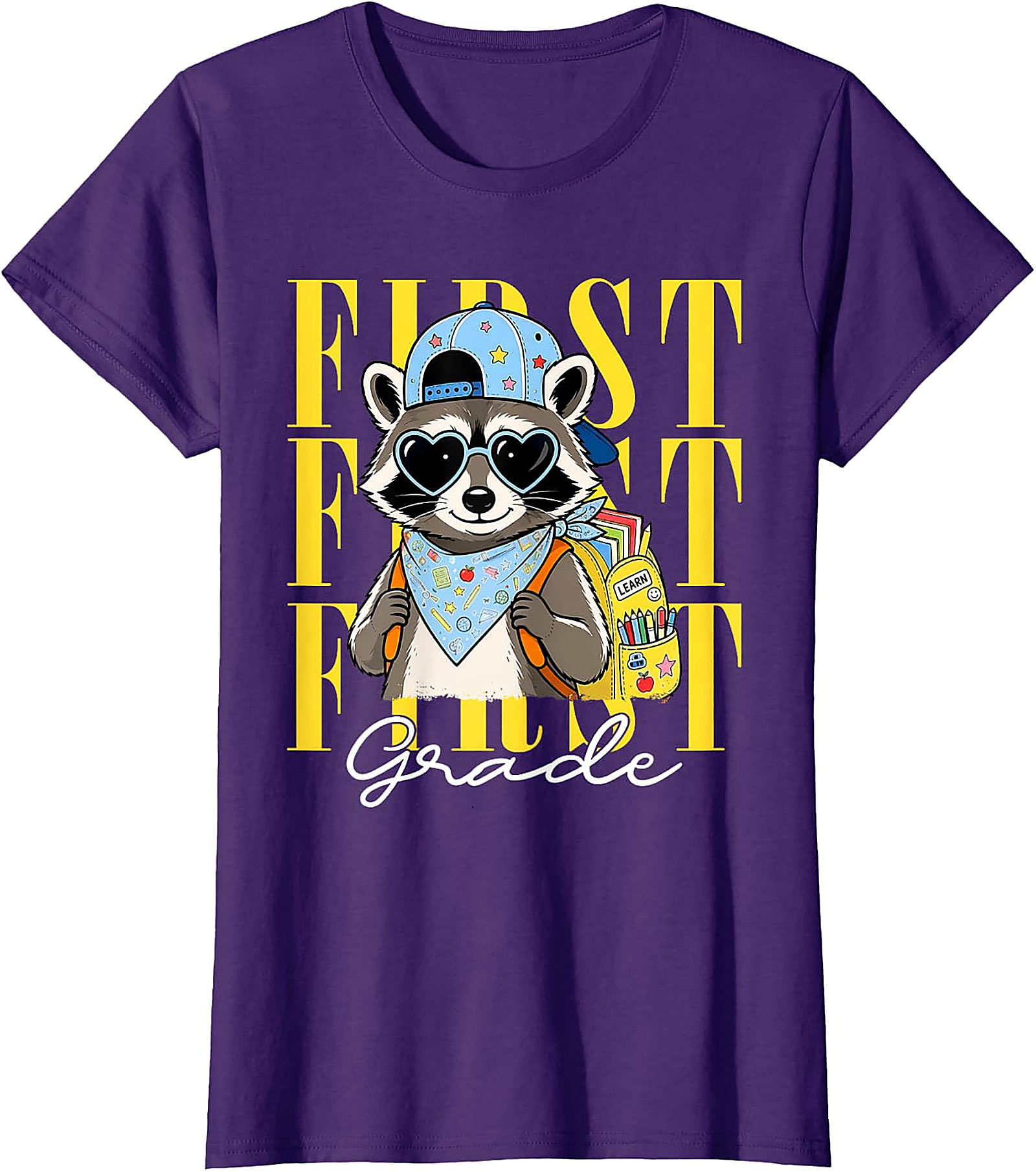 Funny Raccoon First Grade T-Shirt | Back to School Tee