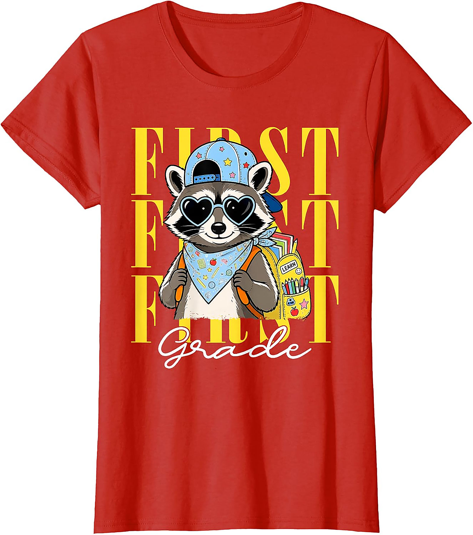 Funny Raccoon First Grade T-Shirt | Back to School Tee