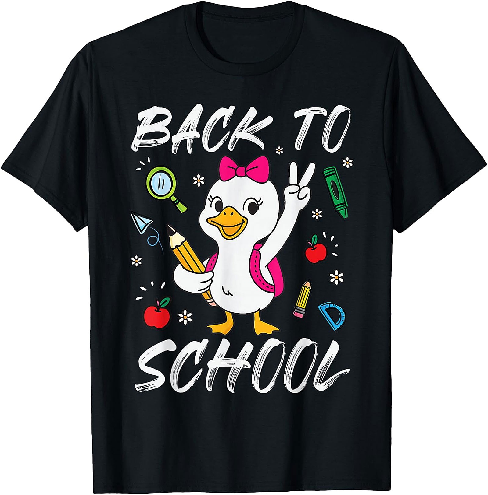 Funny Goose Back To School T-Shirt for Girls | Cute Kids Tee