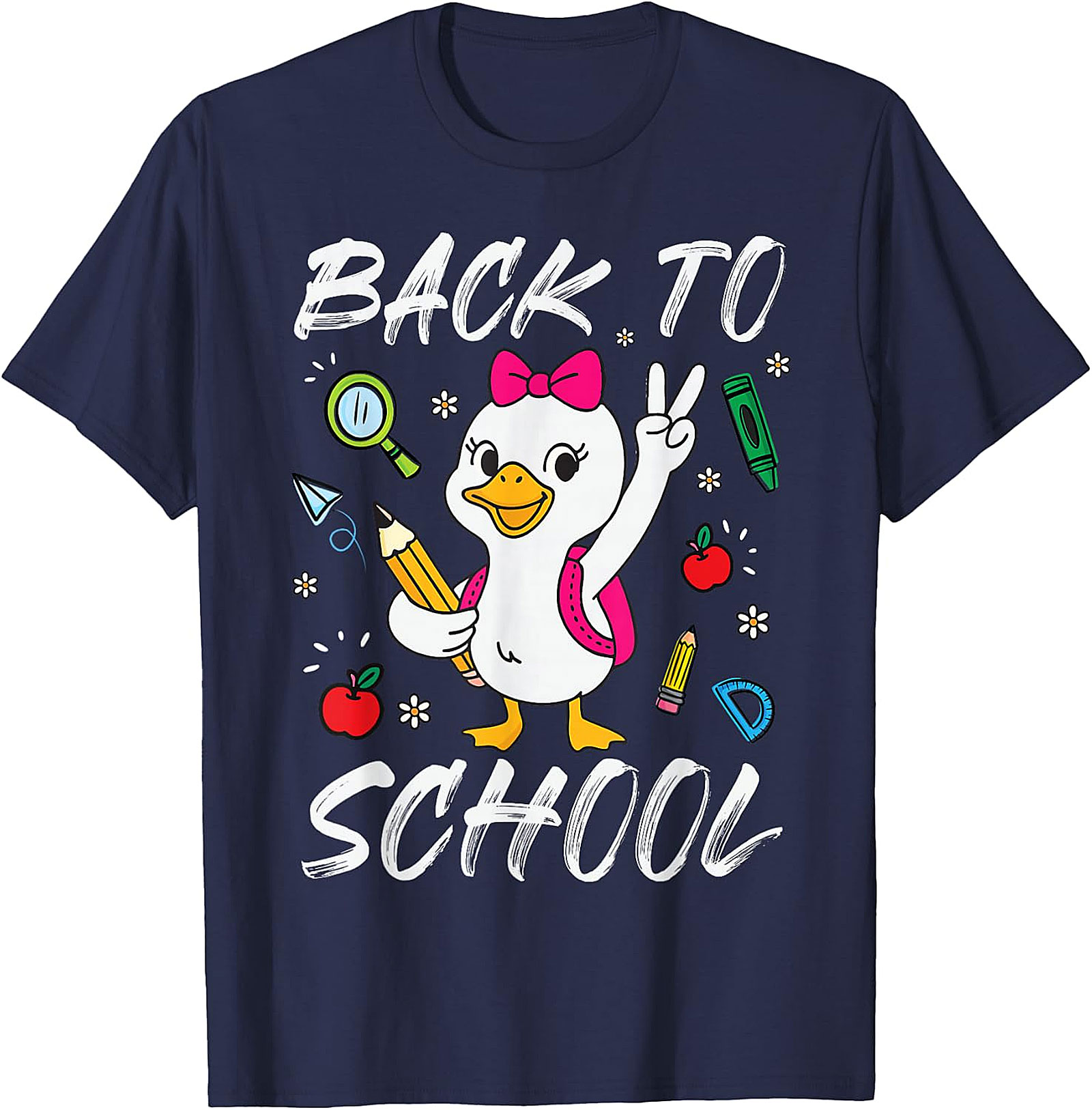 Funny Goose Back To School T-Shirt for Girls | Cute Kids Tee