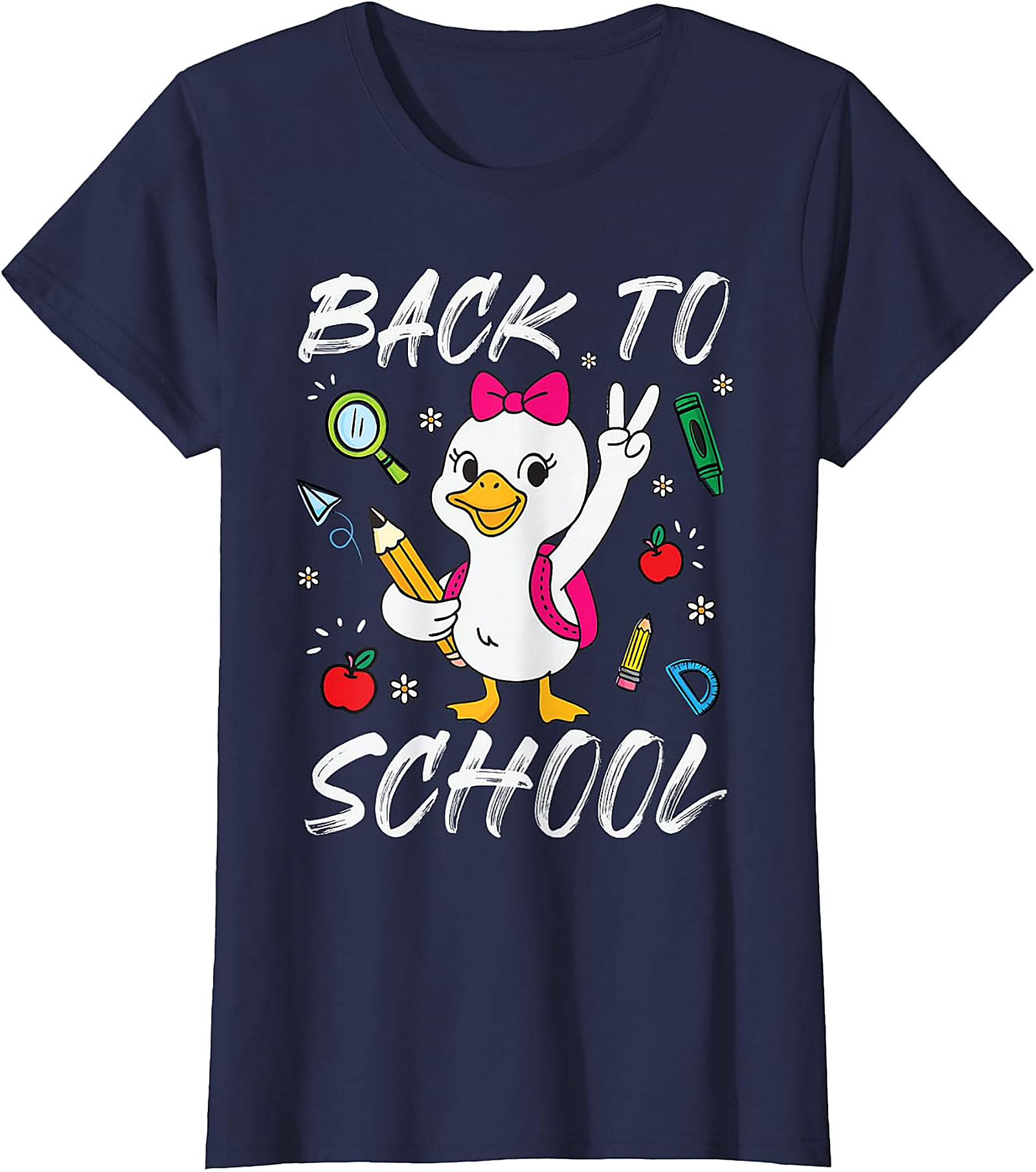 Funny Goose Back To School T-Shirt for Girls | Cute Kids Tee