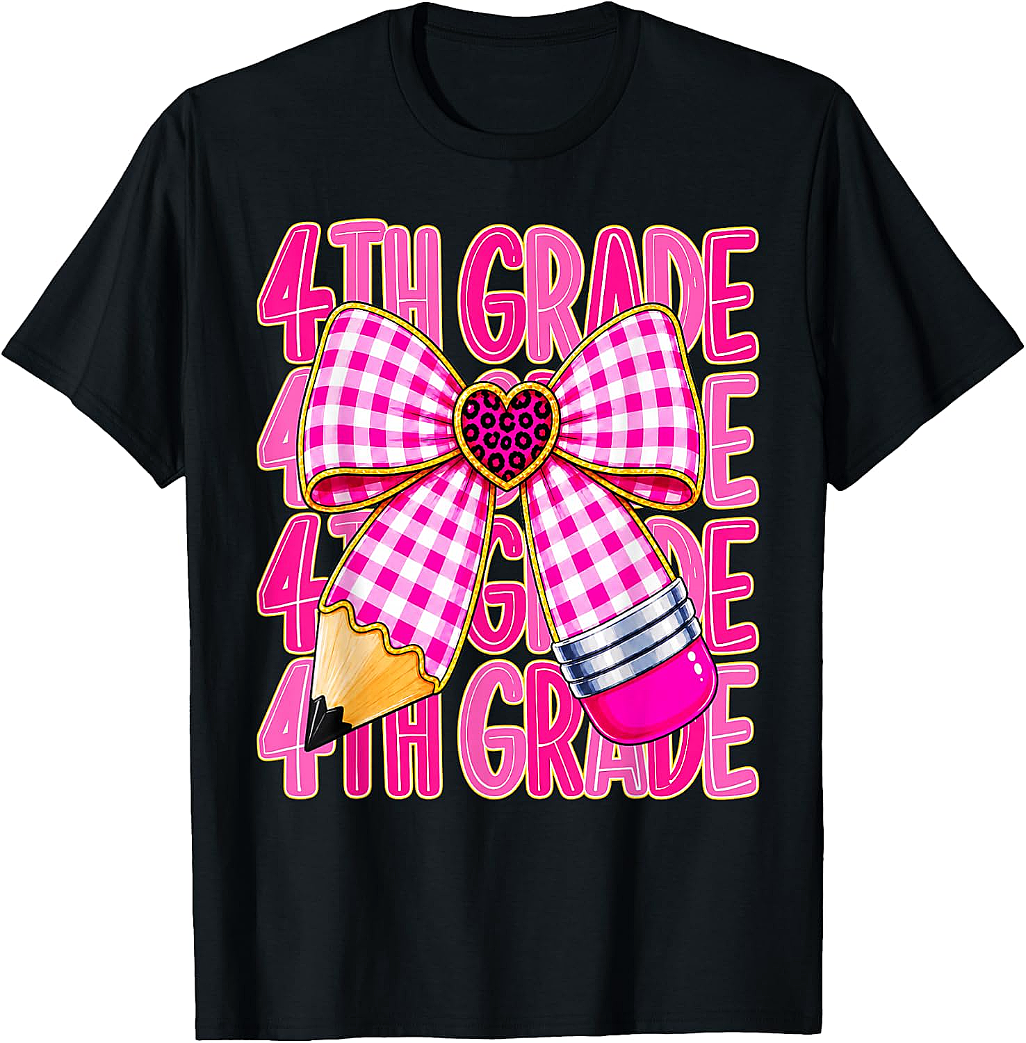 4th Grade Girls Pink Coquette Bow Back to School T-Shirt