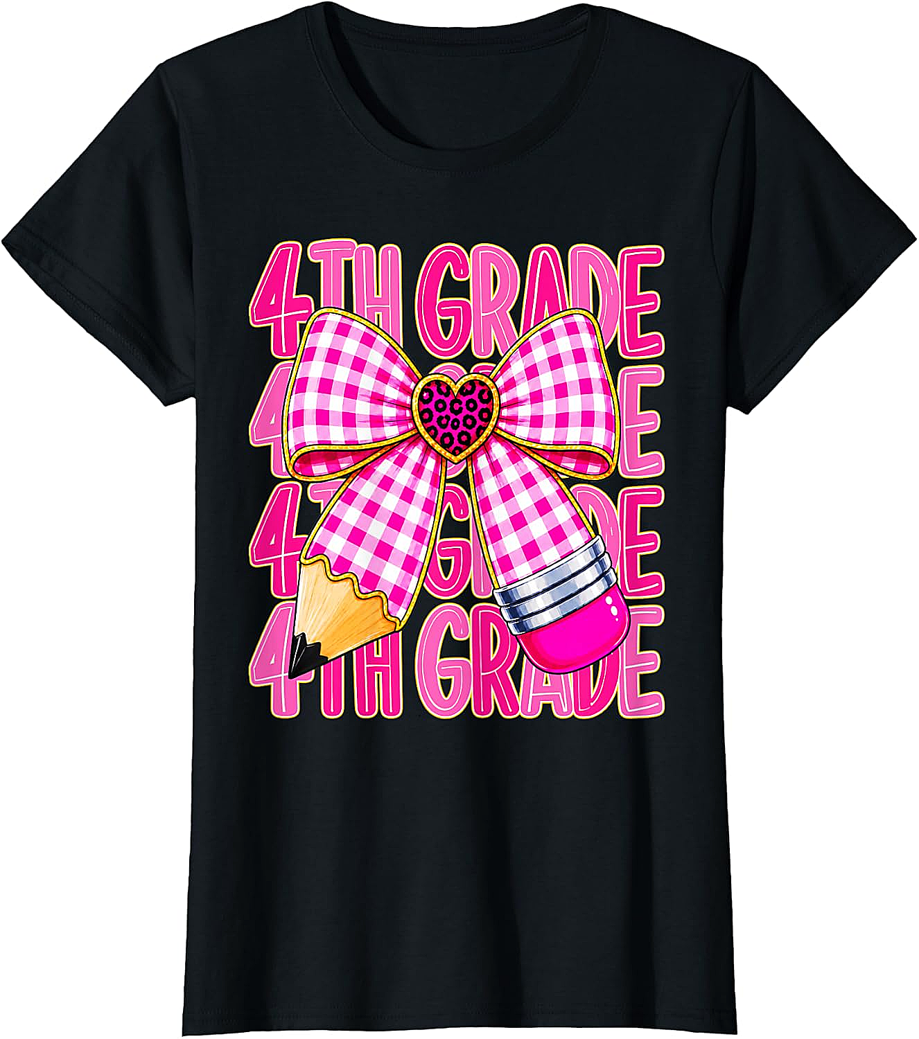 4th Grade Girls Pink Coquette Bow Back to School T-Shirt
