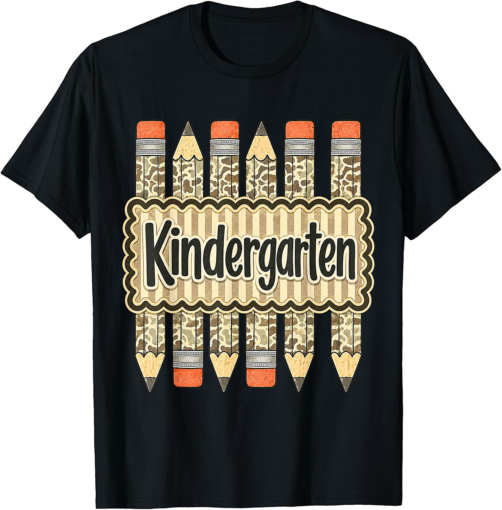 Kindergarten Camo Pencil Teacher T-Shirt | Back to School Tee