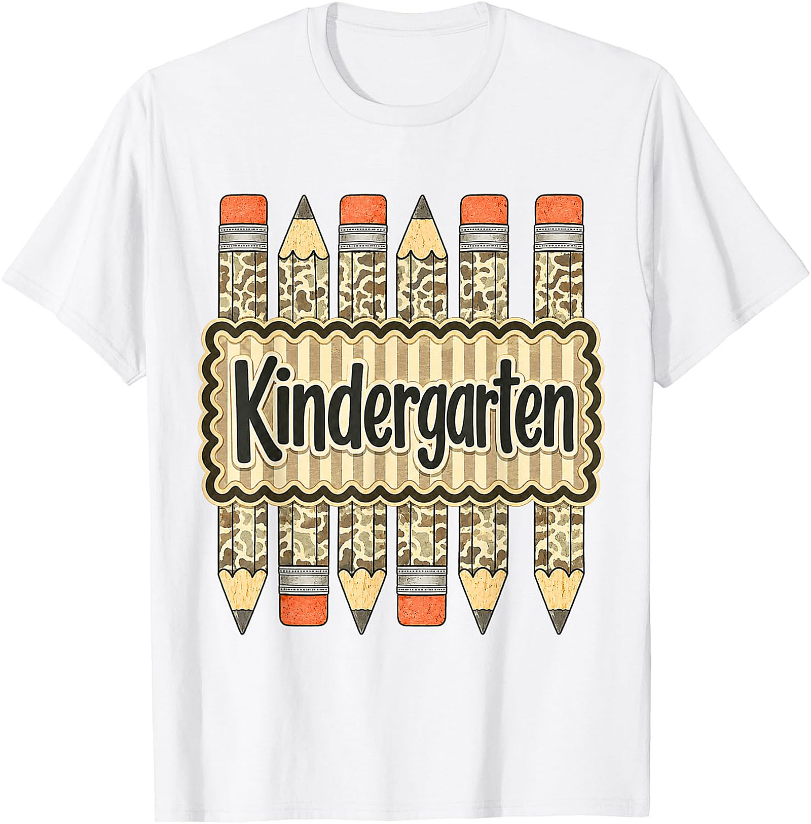 Kindergarten Camo Pencil Teacher T-Shirt | Back to School Tee