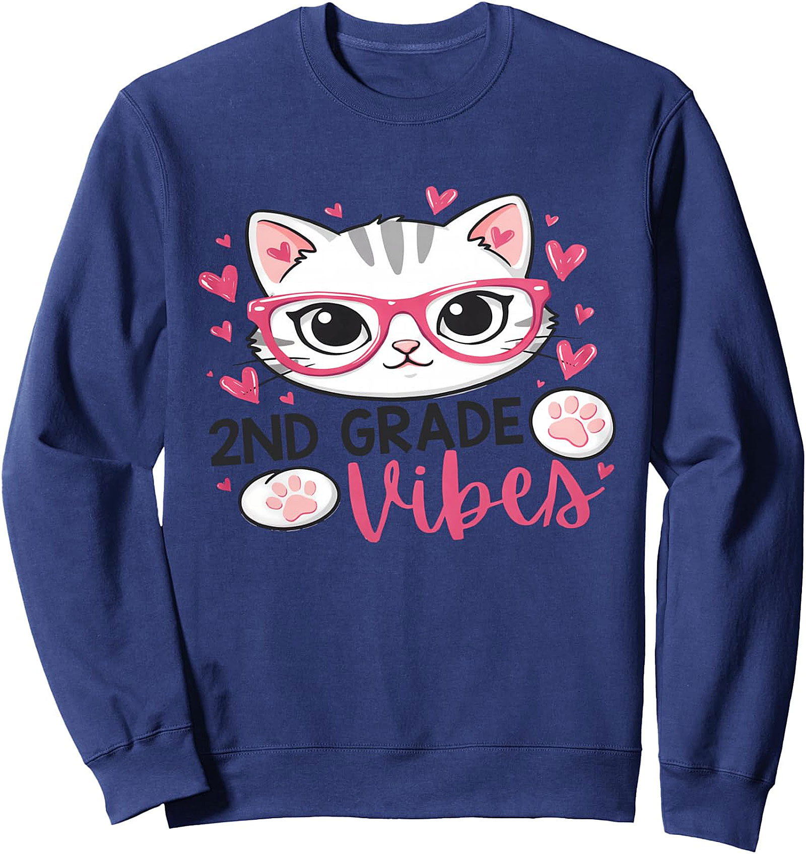 2nd Grade Vibes Cat Sweatshirt | Back to School Pullover