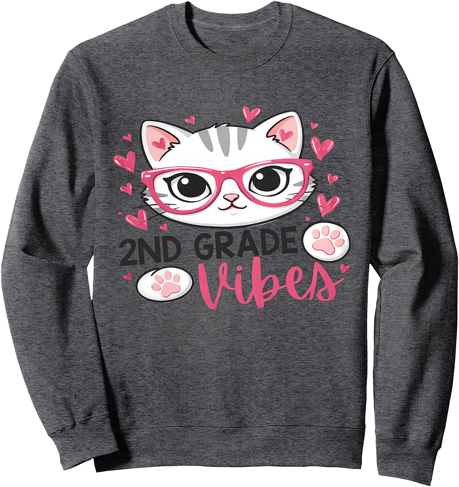2nd Grade Vibes Cat Sweatshirt | Back to School Pullover