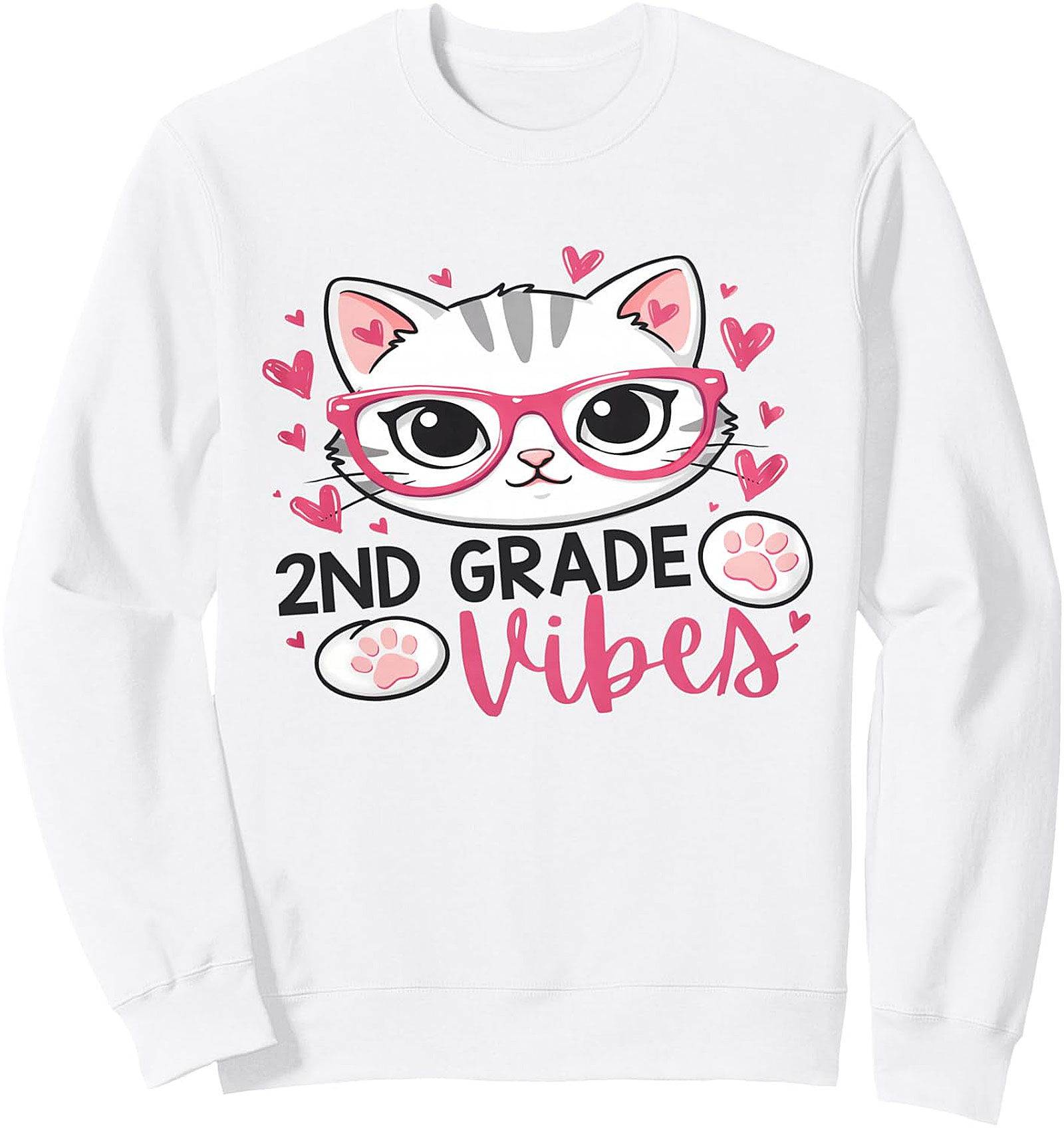 2nd Grade Vibes Cat Sweatshirt | Back to School Pullover