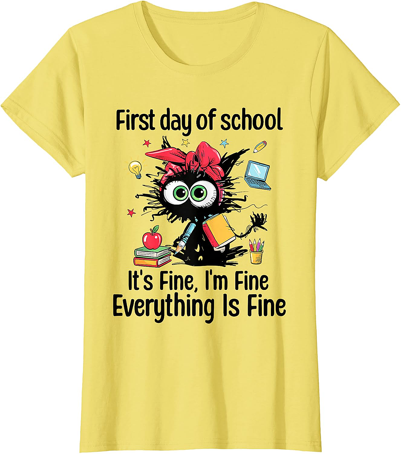  First Day of School I'm Fine Cat Back to School Tee