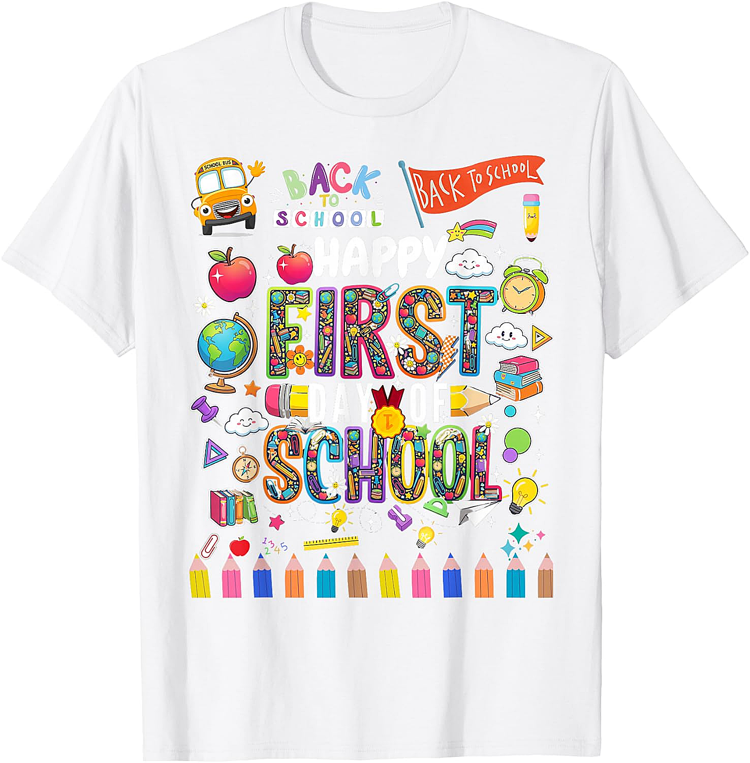 Happy First Day of School T-Shirt Teacher & Kids Tee