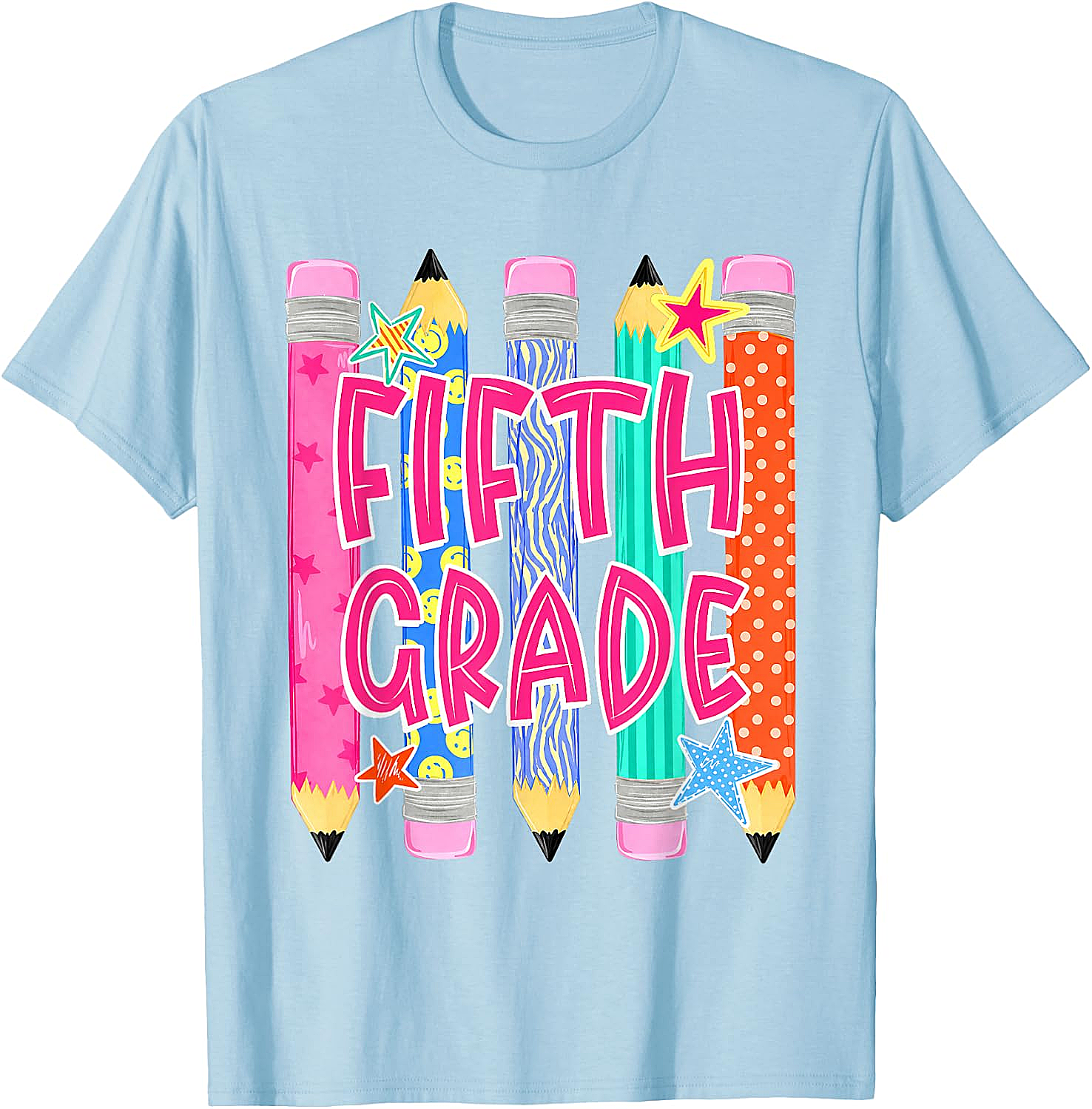 Fifth Grade T-Shirt Back to School Colorful Pencils Tee