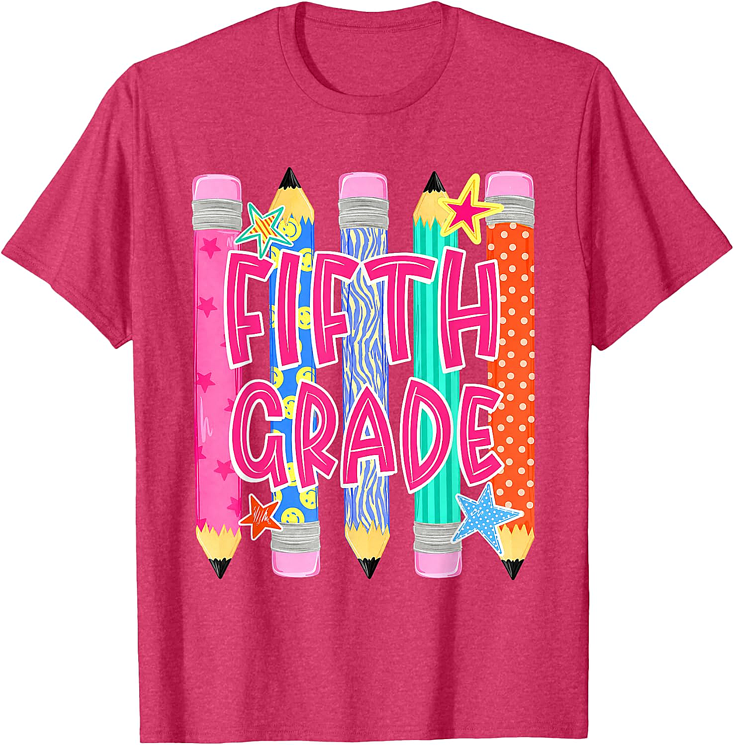 Fifth Grade T-Shirt Back to School Colorful Pencils Tee