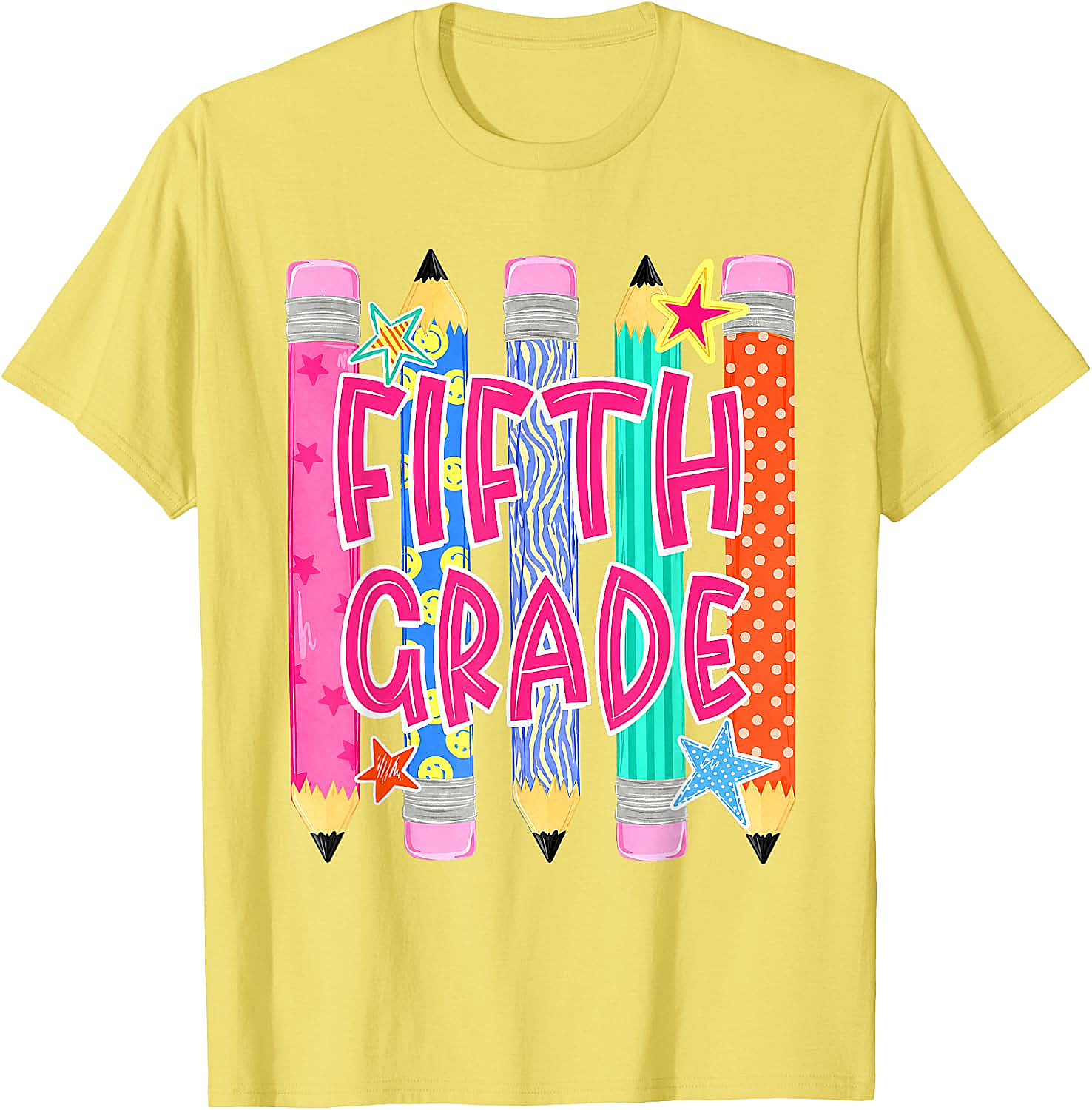Fifth Grade T-Shirt Back to School Colorful Pencils Tee