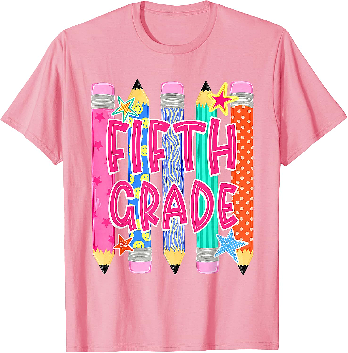 Fifth Grade T-Shirt Back to School Colorful Pencils Tee