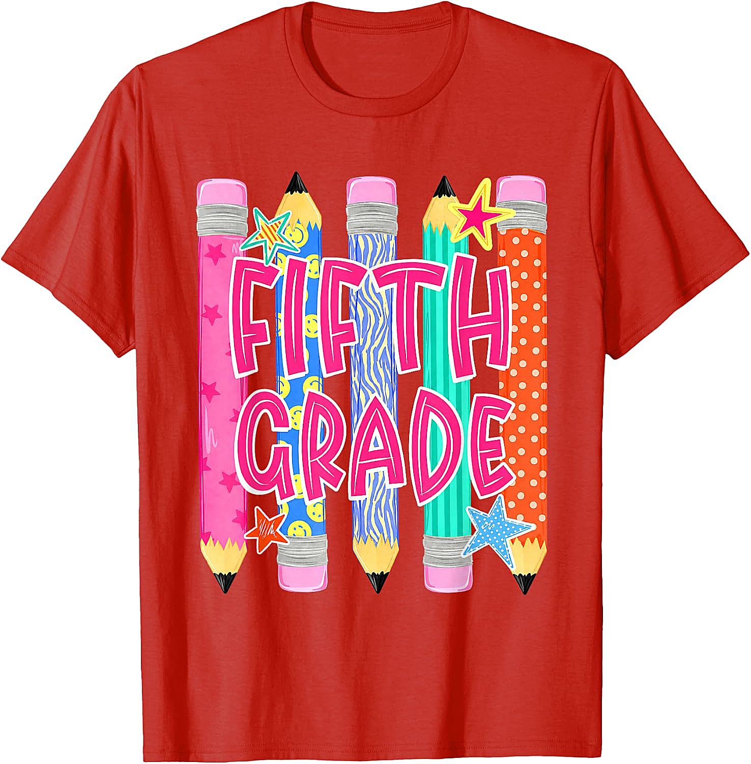 Fifth Grade T-Shirt Back to School Colorful Pencils Tee