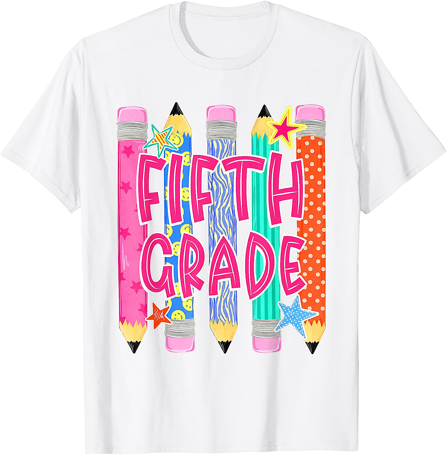 Fifth Grade T-Shirt Back to School Colorful Pencils Tee