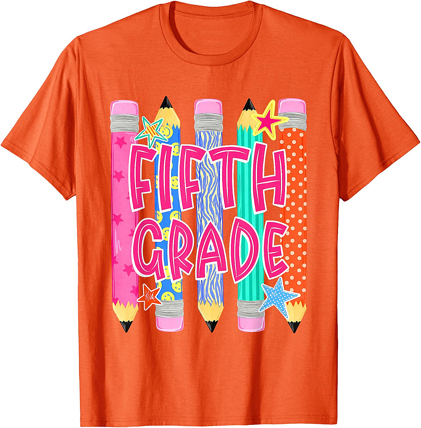 Fifth Grade T-Shirt Back to School Colorful Pencils Tee