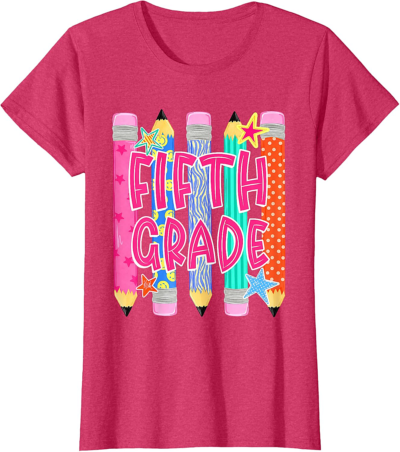 Fifth Grade T-Shirt Back to School Colorful Pencils Tee