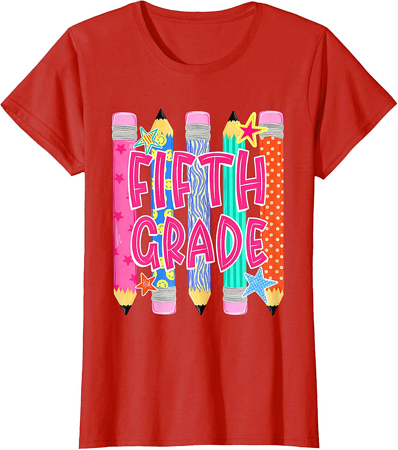 Fifth Grade T-Shirt Back to School Colorful Pencils Tee
