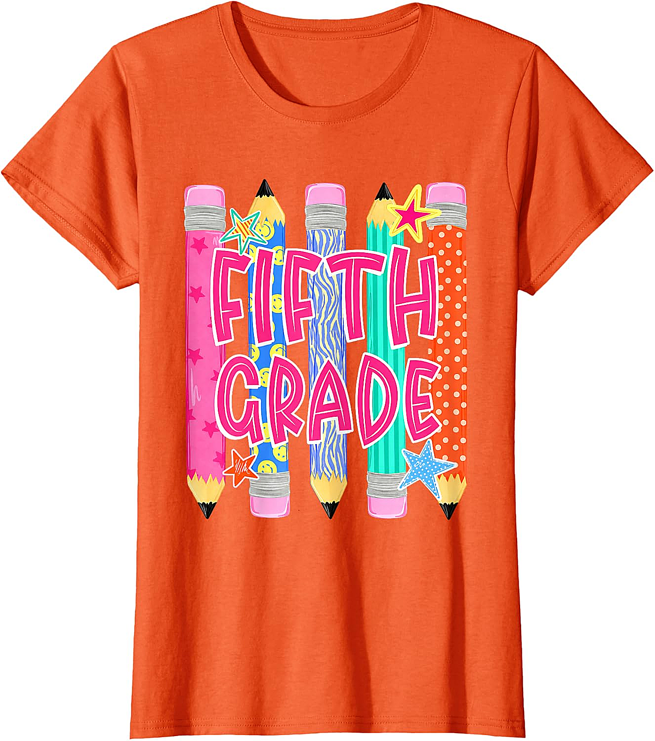 Fifth Grade T-Shirt Back to School Colorful Pencils Tee