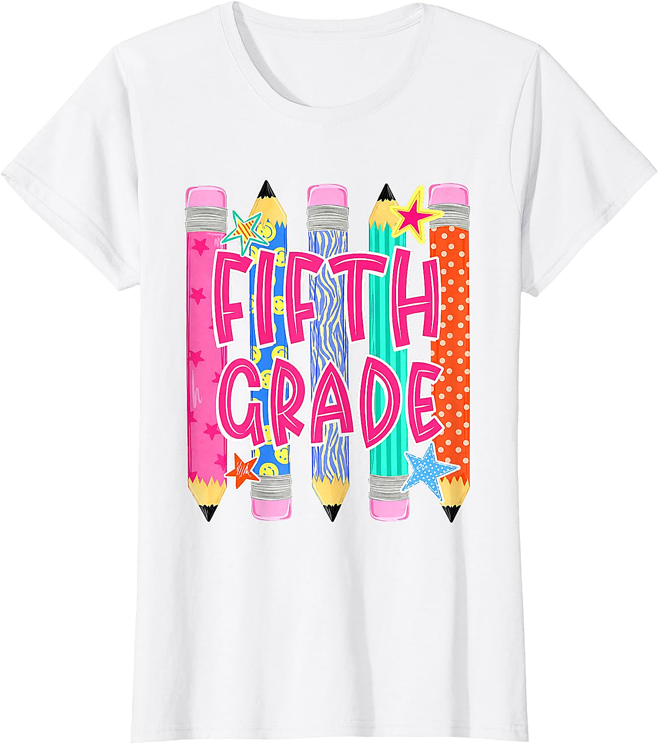 Fifth Grade T-Shirt Back to School Colorful Pencils Tee