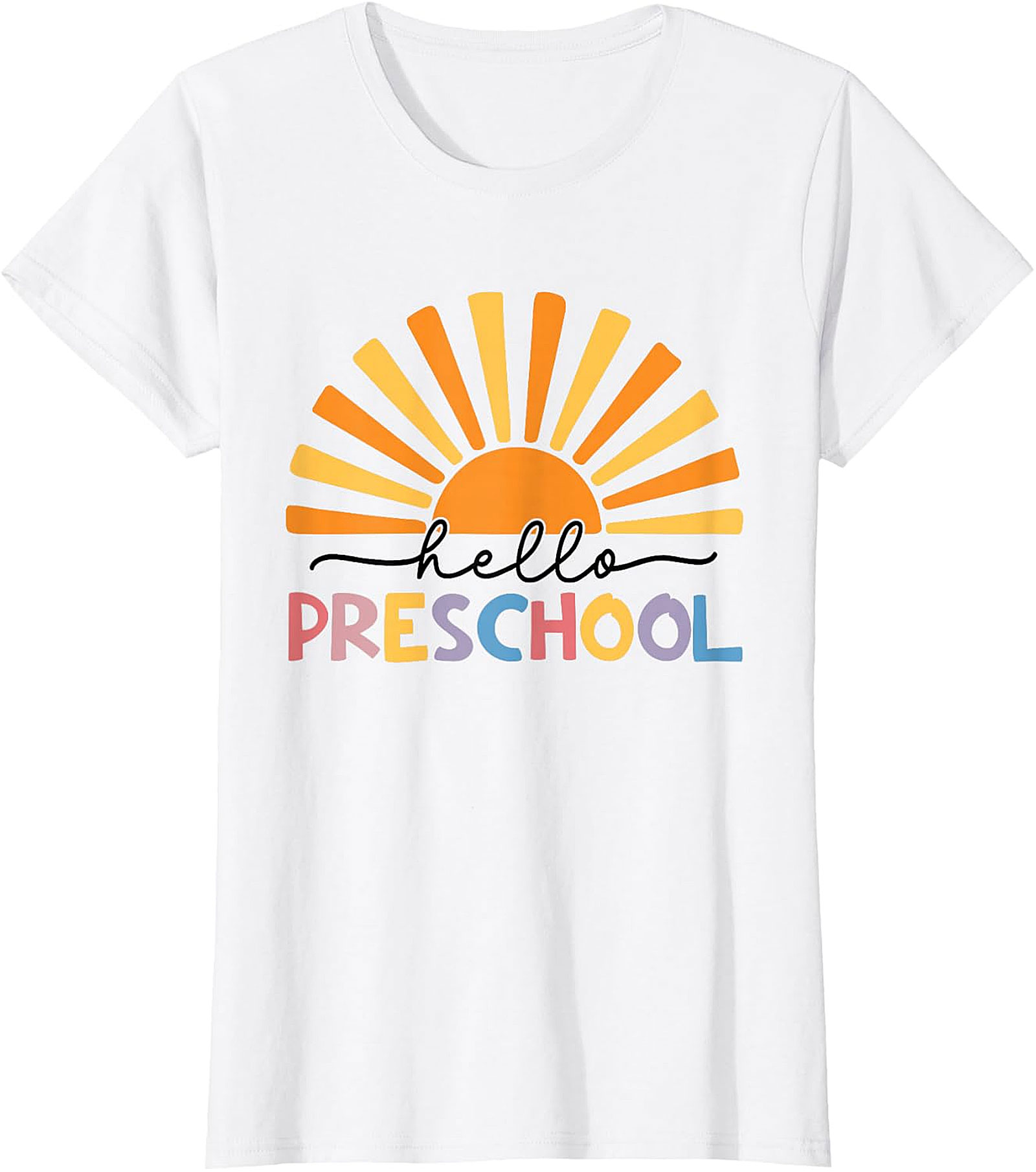 Hello Preschool Rainbow Sun T-Shirt | Kids Back to School Tee