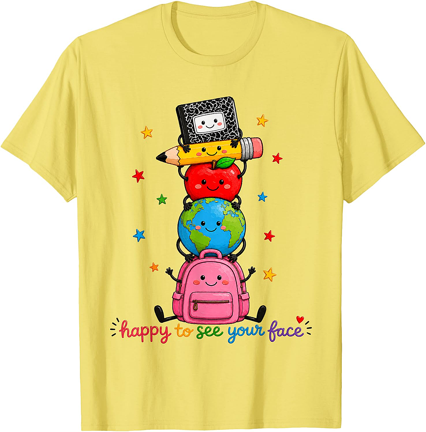 Happy to See Your Face School Supplies Tee Cute Back to School