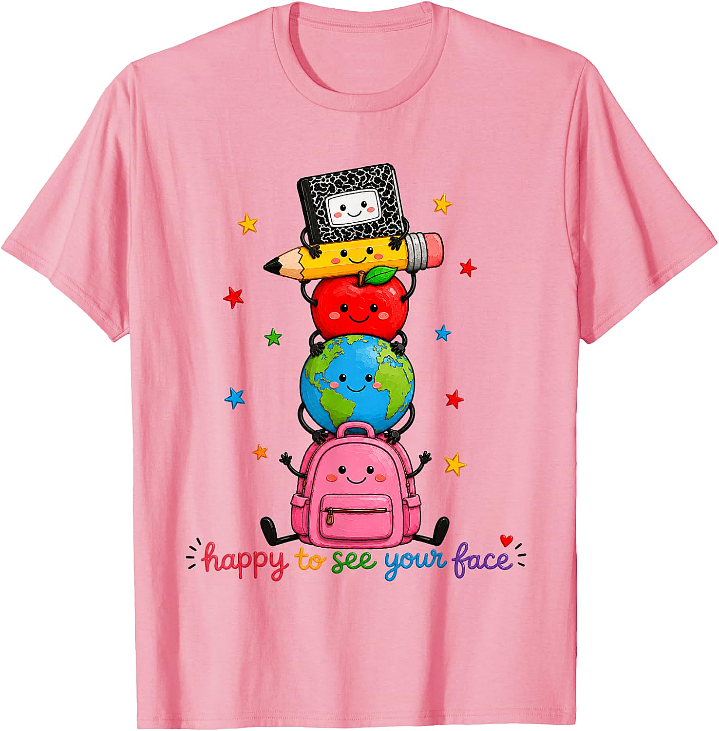 Happy to See Your Face School Supplies Tee Cute Back to School