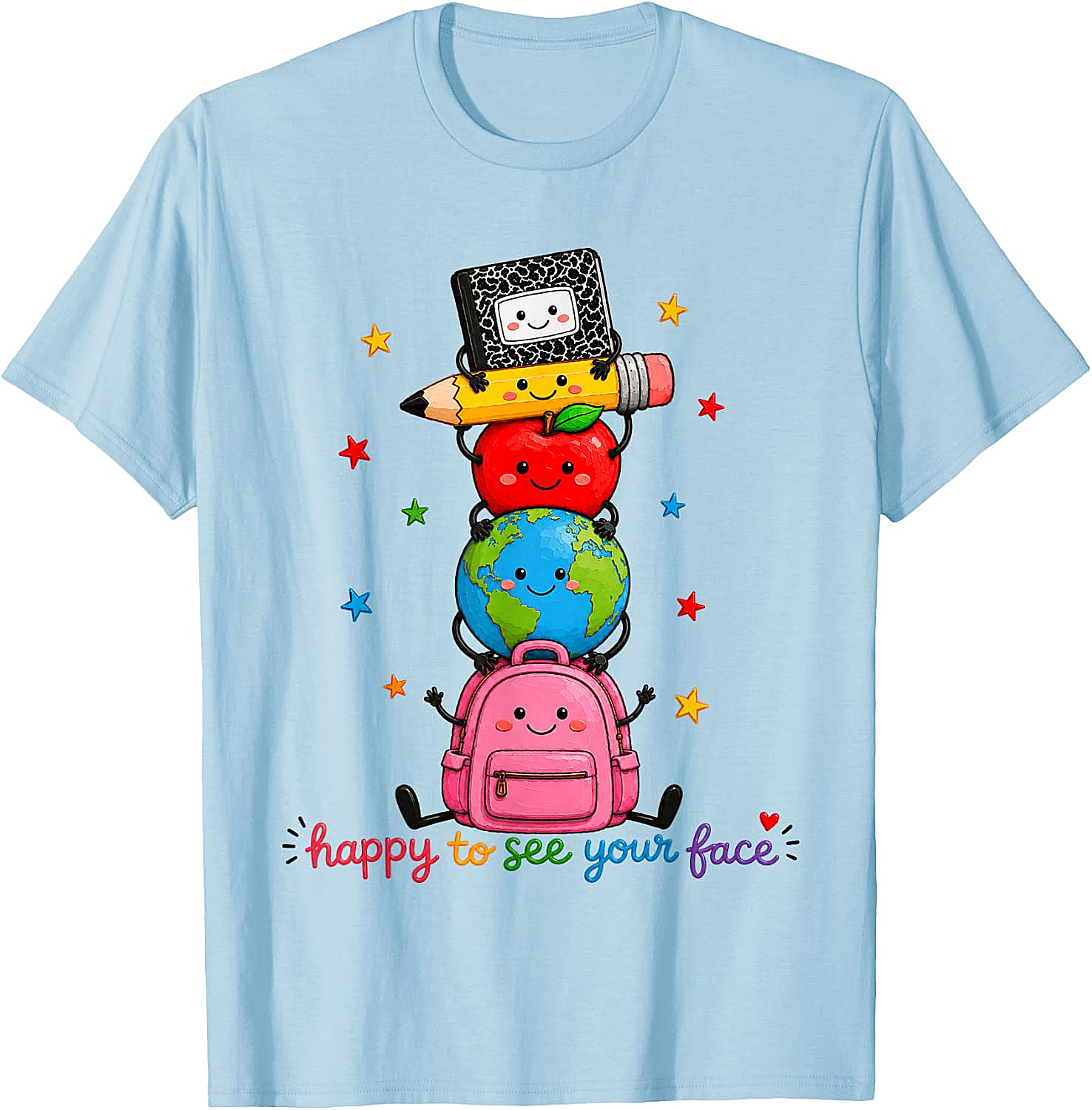 Happy to See Your Face School Supplies Tee Cute Back to School