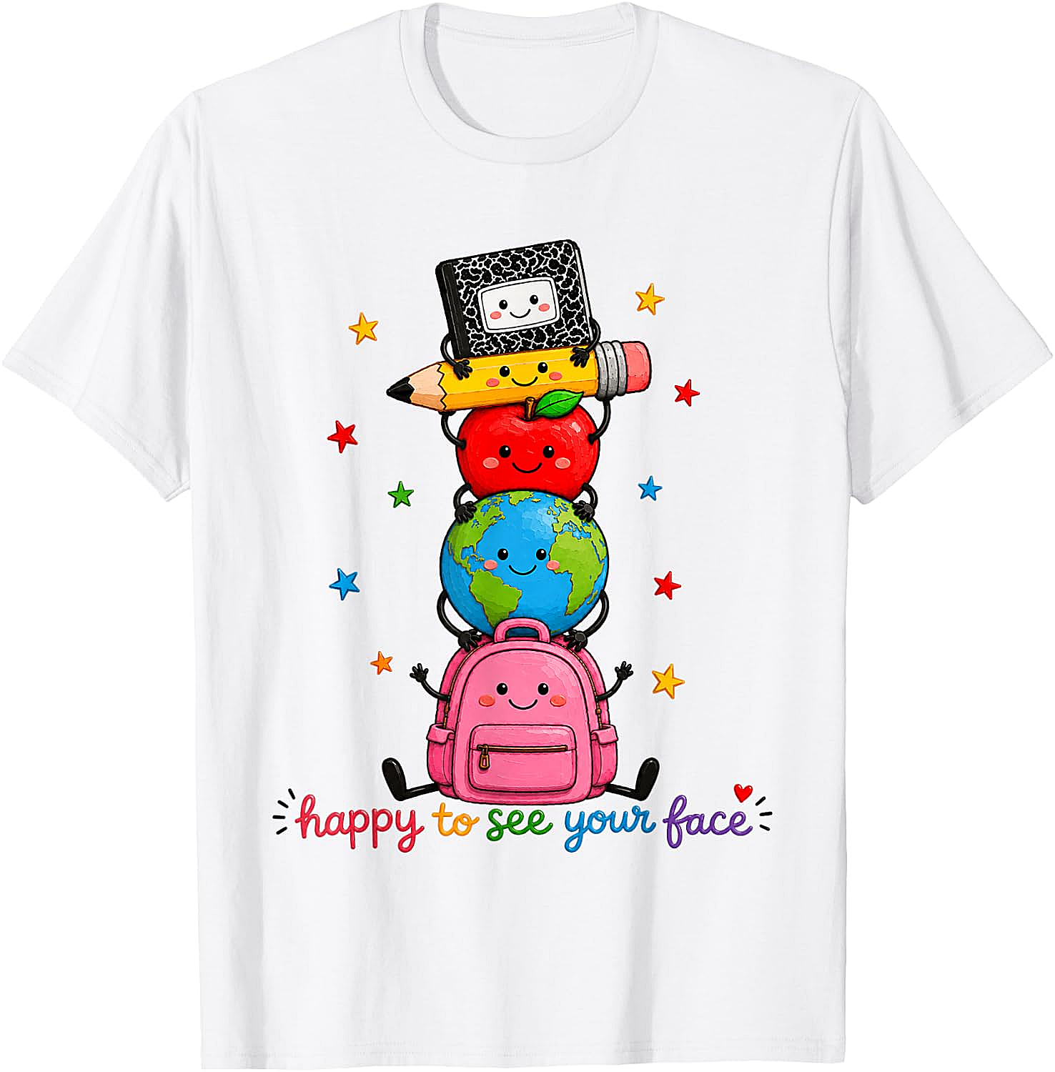 Happy to See Your Face School Supplies Tee Cute Back to School