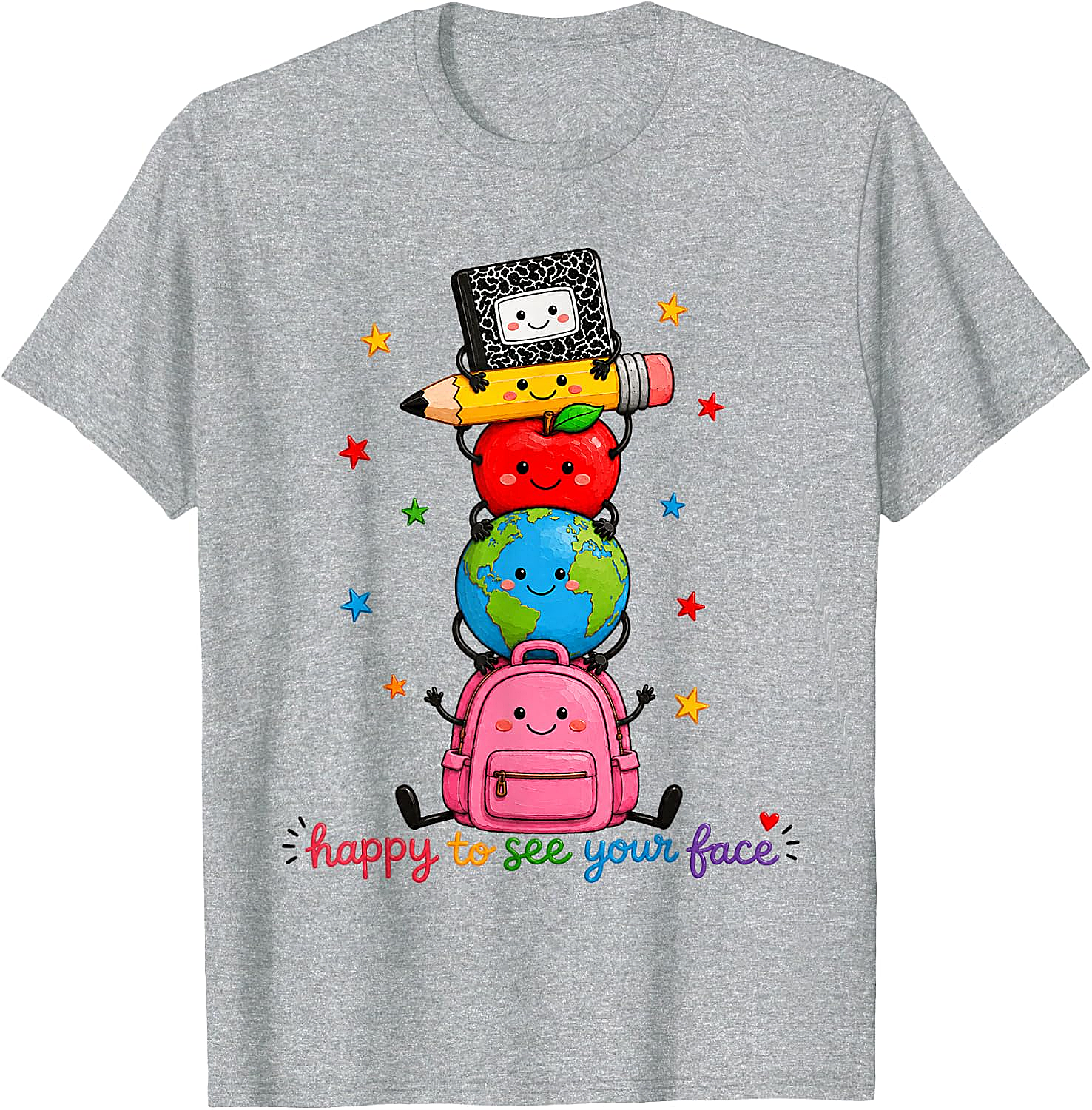 Happy to See Your Face School Supplies Tee Cute Back to School