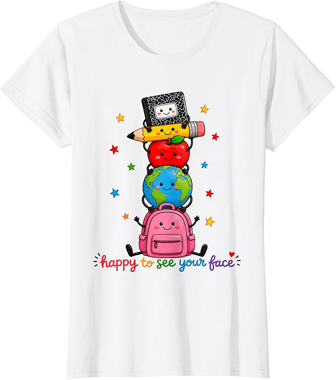 Happy to See Your Face School Supplies Tee Cute Back to School