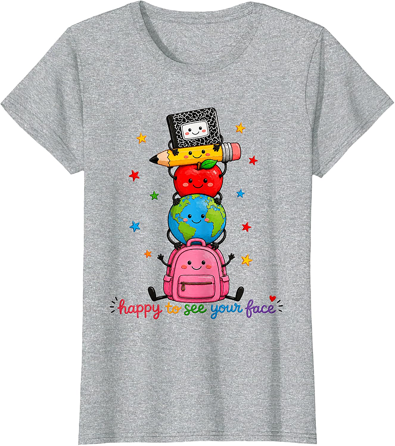 Happy to See Your Face School Supplies Tee Cute Back to School