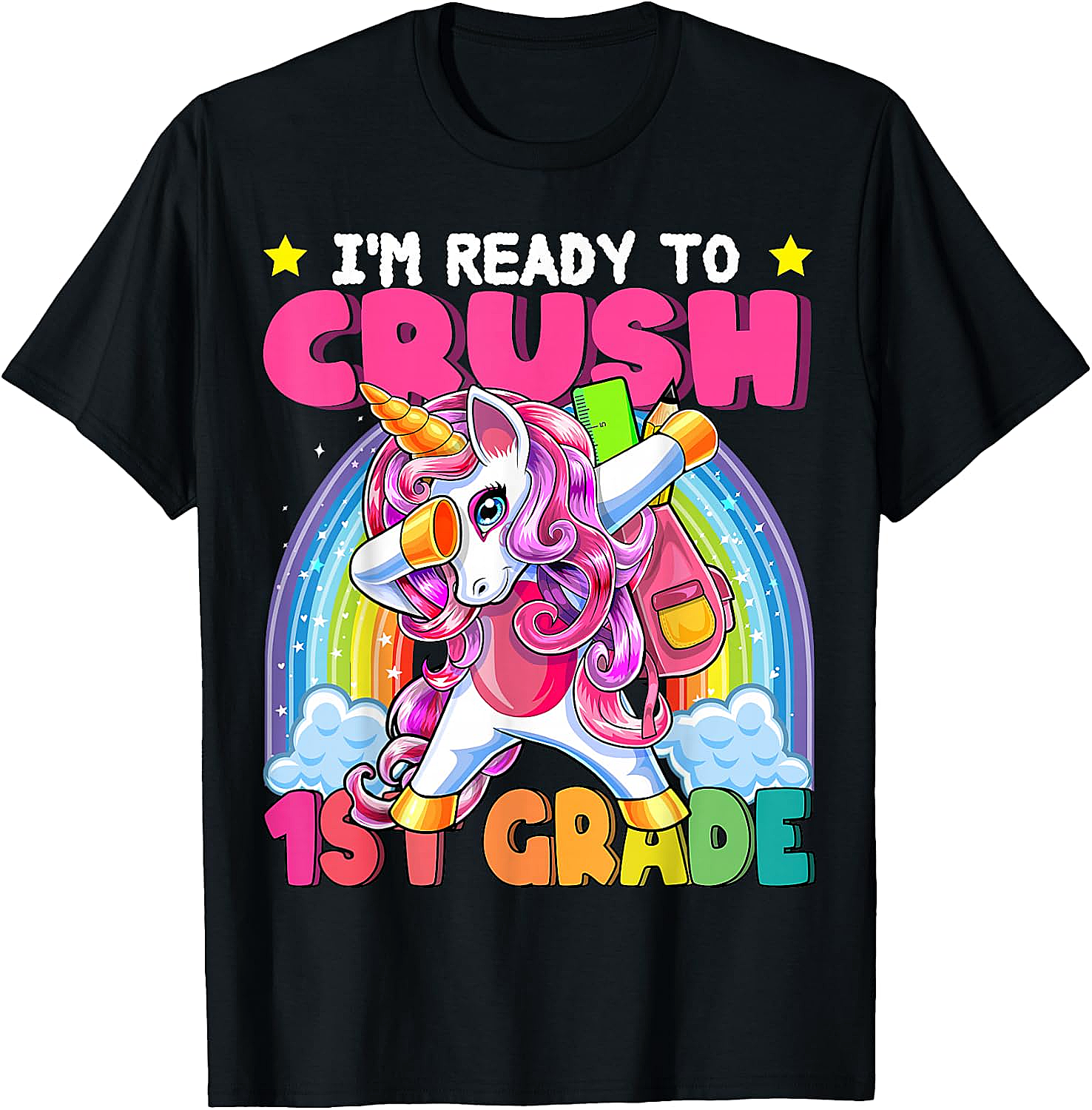 Crush 1st Grade Dabbing Unicorn Tee - Back to School Gift