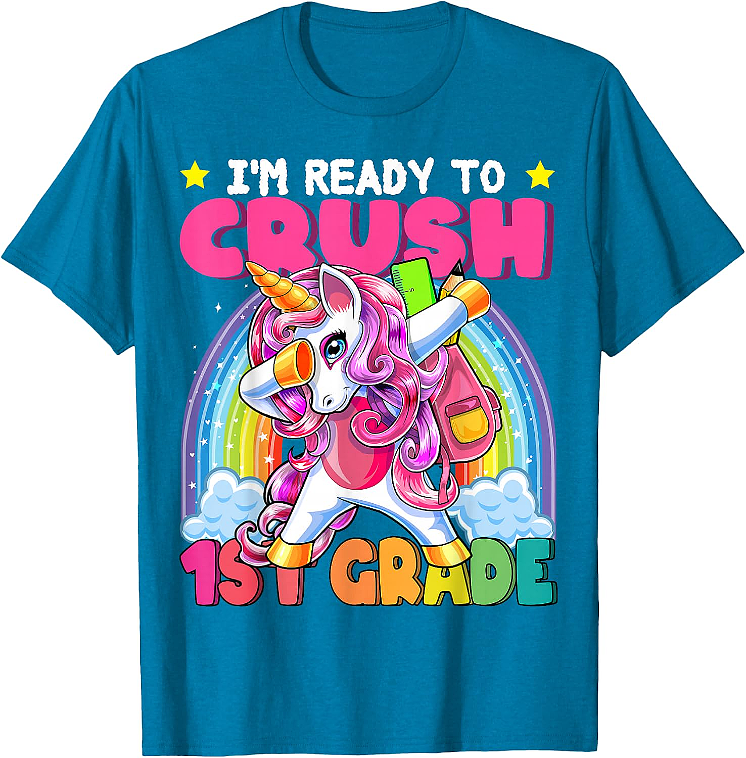 Crush 1st Grade Dabbing Unicorn Tee - Back to School Gift