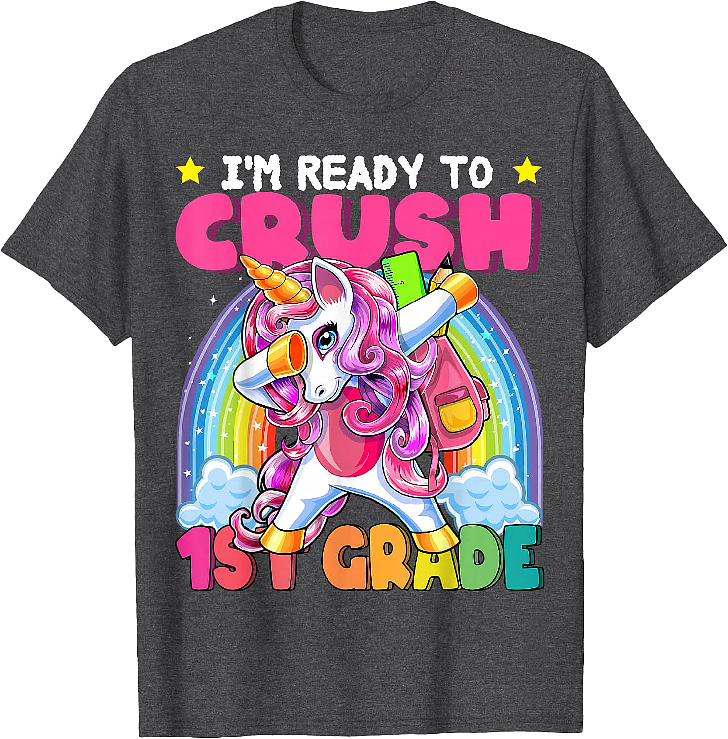 Crush 1st Grade Dabbing Unicorn Tee - Back to School Gift