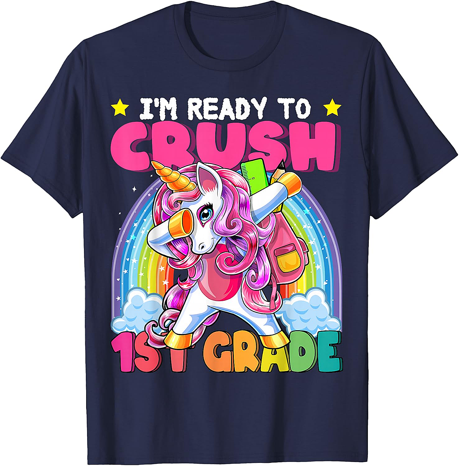 Crush 1st Grade Dabbing Unicorn Tee - Back to School Gift