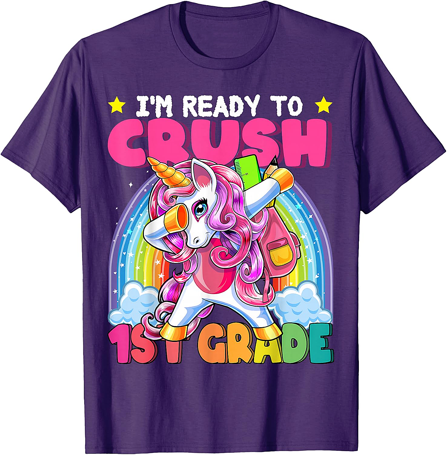 Crush 1st Grade Dabbing Unicorn Tee - Back to School Gift