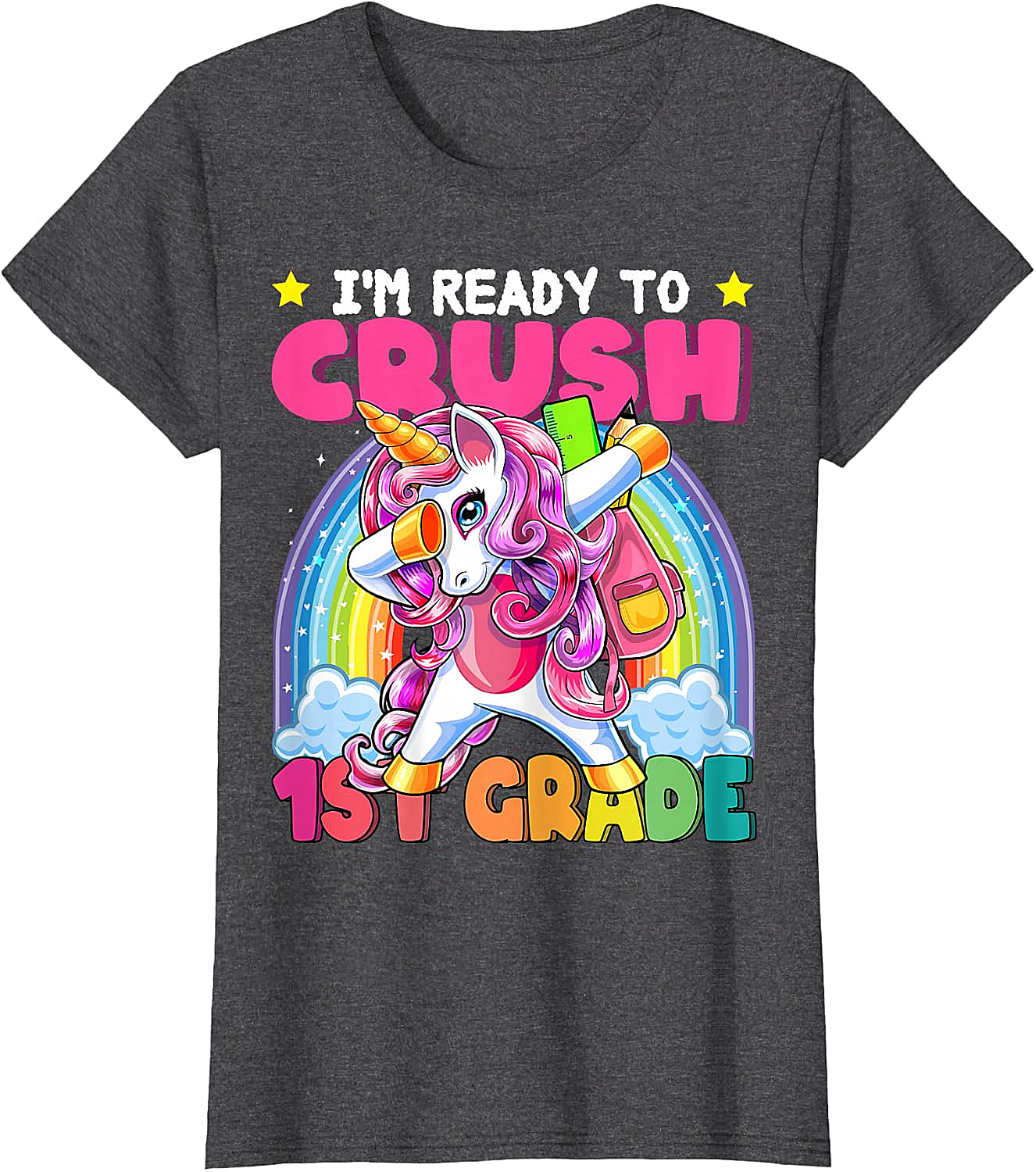 Crush 1st Grade Dabbing Unicorn Tee - Back to School Gift