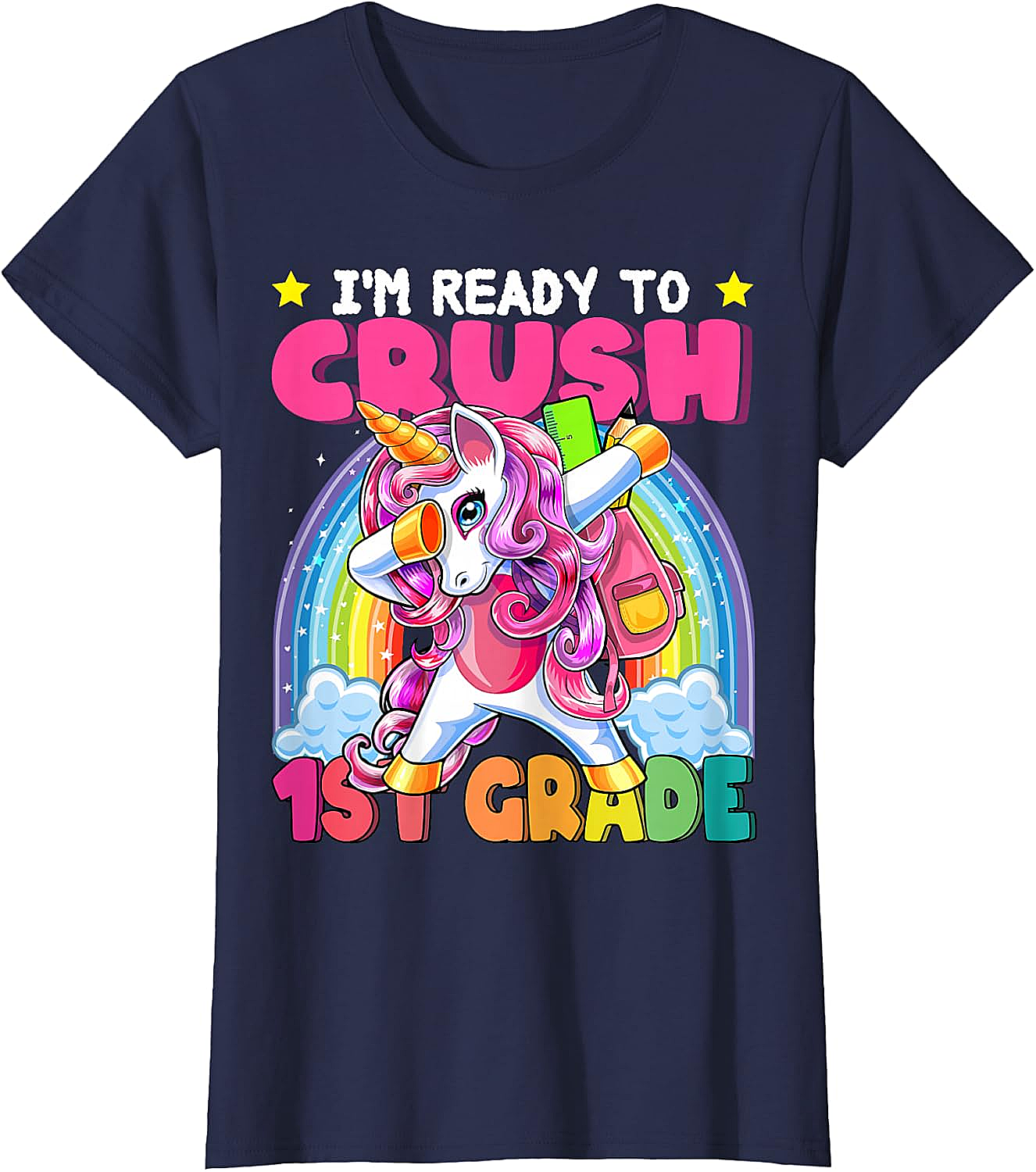 Crush 1st Grade Dabbing Unicorn Tee - Back to School Gift