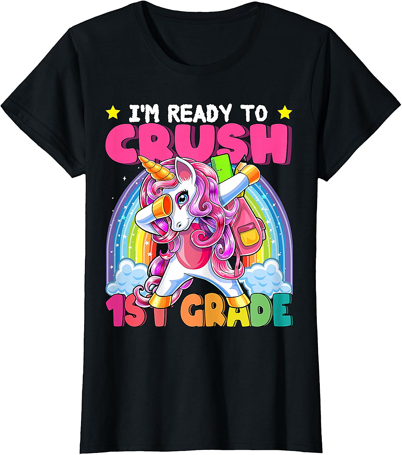 Crush 1st Grade Dabbing Unicorn Tee - Back to School Gift