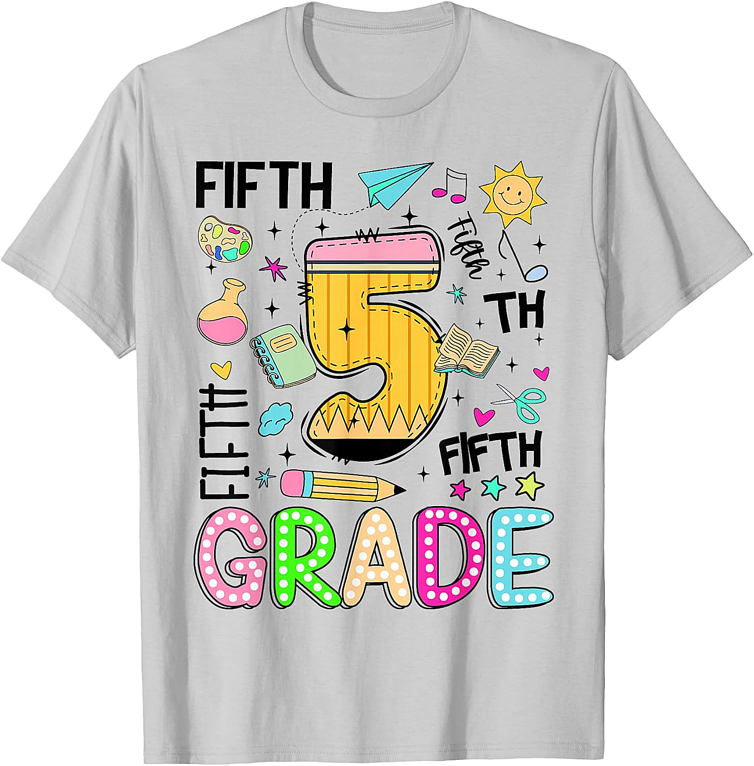 Preppy Fifth Grade T-Shirt Back to School Pencil Tee Gift