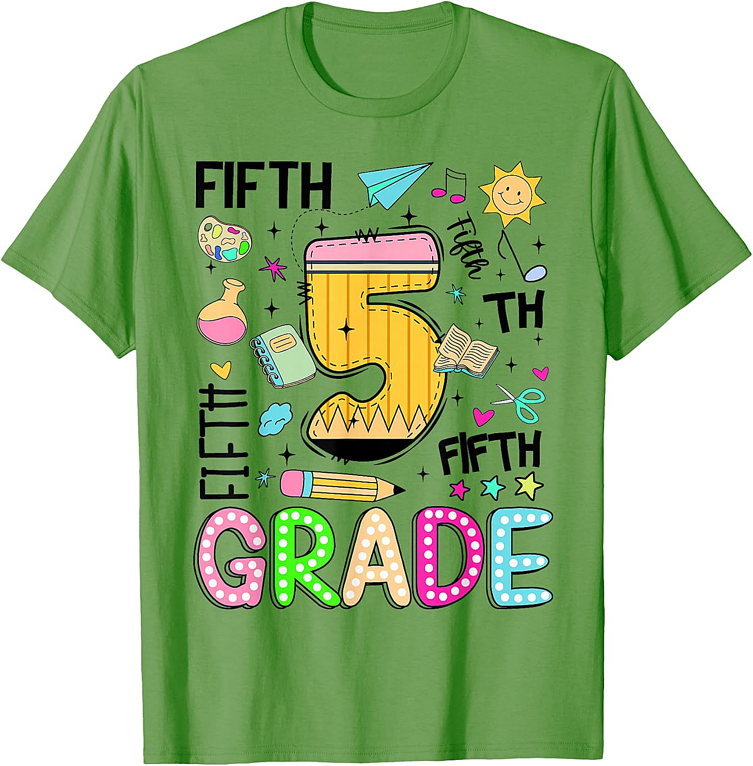 Preppy Fifth Grade T-Shirt Back to School Pencil Tee Gift